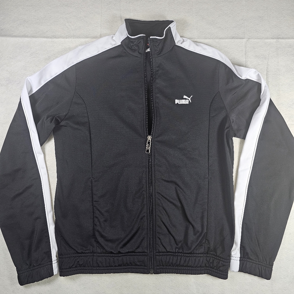 Puma Women's Black and White Track Jacket -- Full Zip -- Size Medium - Picture 2 of 6